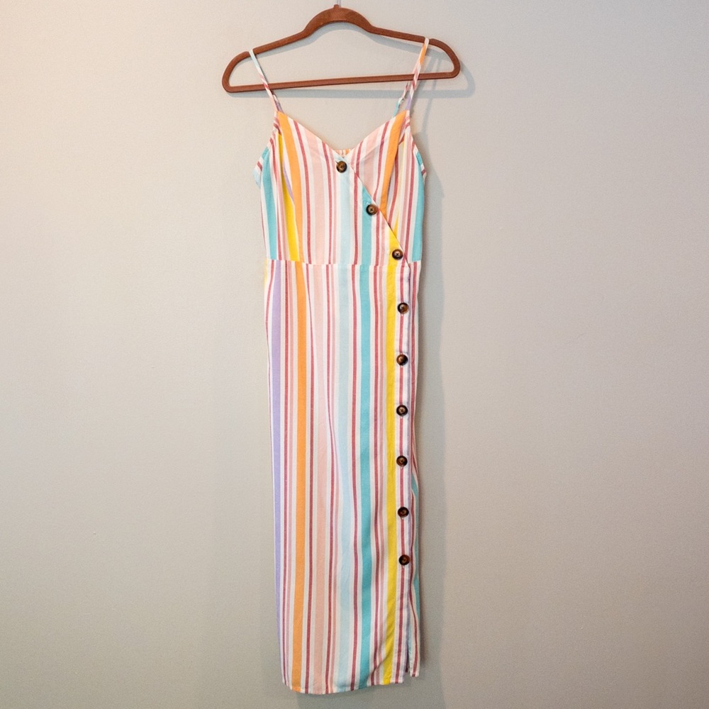 ANA Rainbow Striped Summer Dress perfect for spring and summer weddings